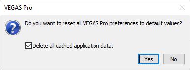 reset vegas preferences dialog