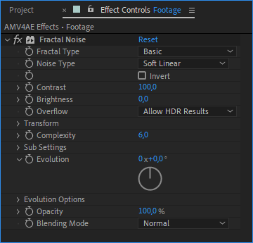 effect controls panel